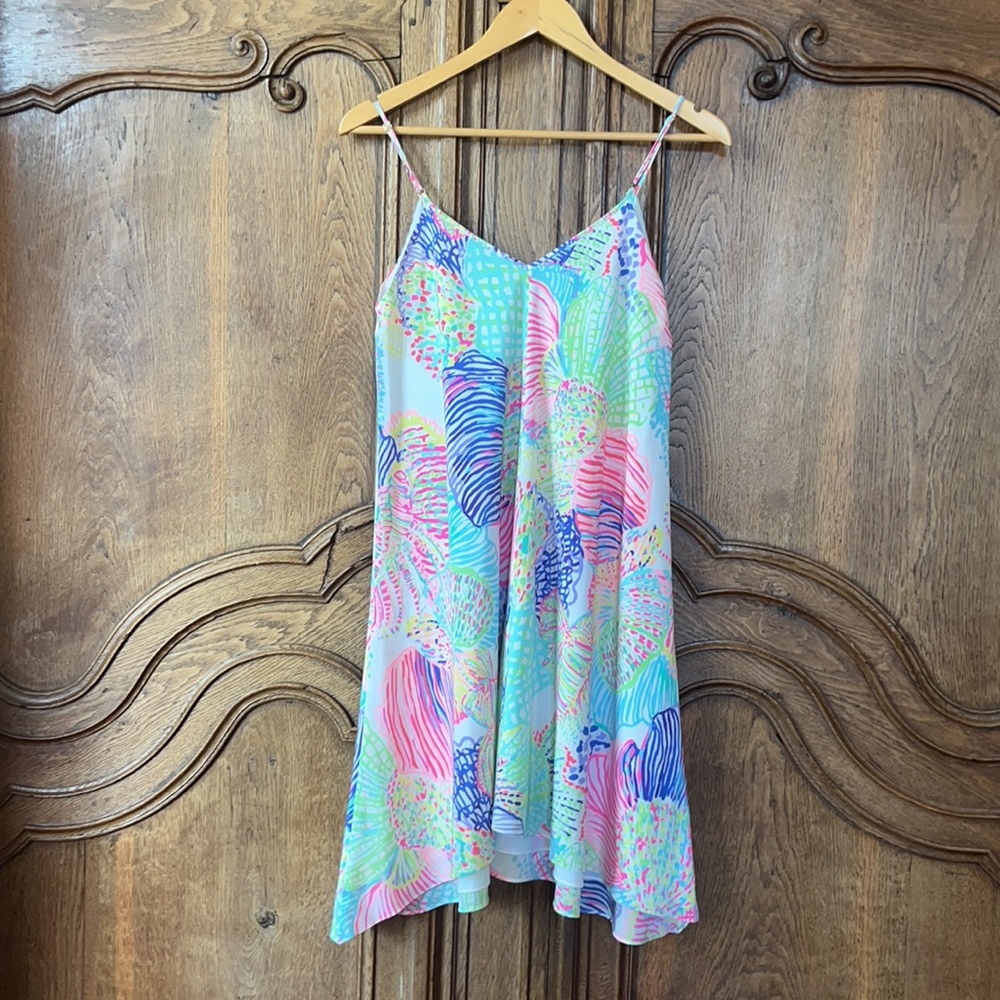 Lilly Pulitzer Clara Multi Roar of The Seas Asymmetric Hem Slip Dress - Picture 13 of 15